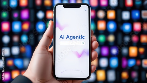 A hand holding a smartphone with an AI app on the screen