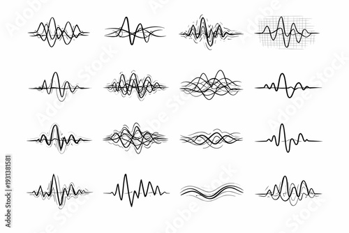 Redraw braid pulse stack haze icon beat trace buildup vector set linepulse