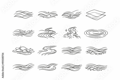 Loose image icon flow simple tonal ripple vector river run smooth refinement