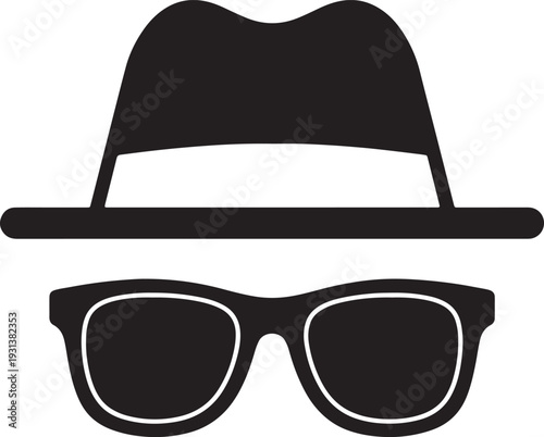 Black fedora hat and sunglasses also transparent background silhouette