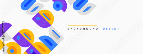 Abstract geometric shapes overlap, creating dynamic visual texture. Light background enhances colorful elements. Simple design.