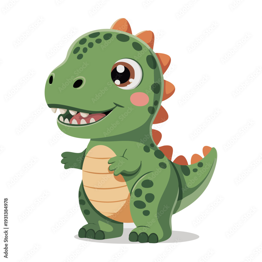 Fototapeta premium Cartoon Green Dinosaur Character.