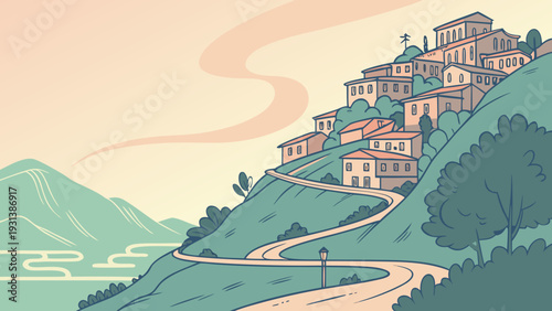 Indian Hillside Town Vector
