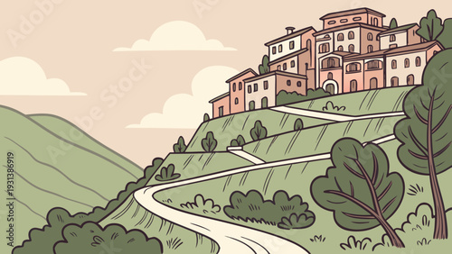 Indian Hillside Town Vector