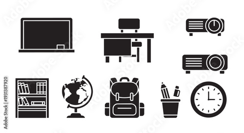 Modern office and education icons for business and learning
