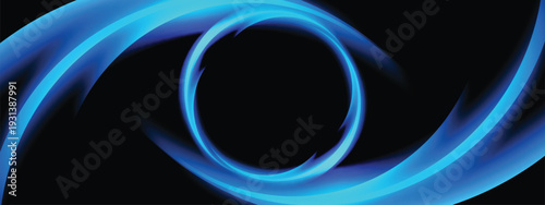 Abstract blue light streaks radiating from the center over a deep dark background, creating a bold and energetic visual impact.