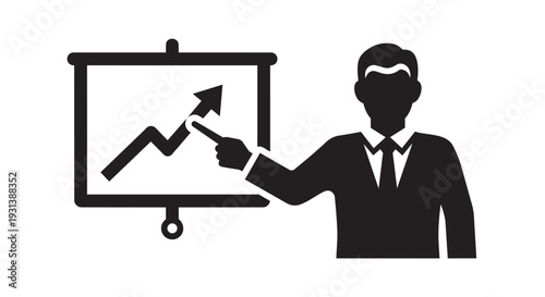 Businessman presenting data on growing trends and statistics