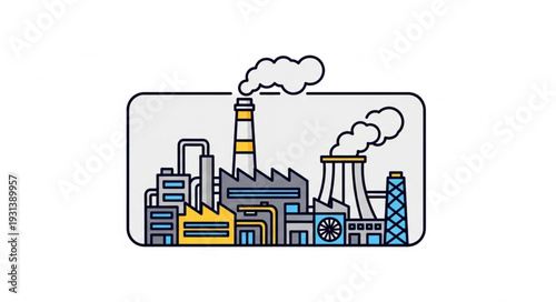 Industrial Factory with Smoking Chimneys.