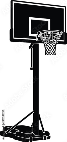 Portable basketball goal system featuring a black backboard and adjustable height stand