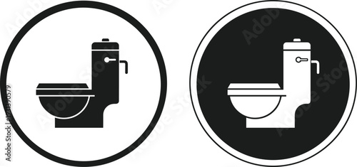 Toilet Icon Set Bathroom WC Symbol Black and White Restroom Vector Illustration