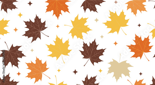 Autumn Maple Leaves Seamless Pattern Fall Foliage Background Seasonal Nature Vector Illustration