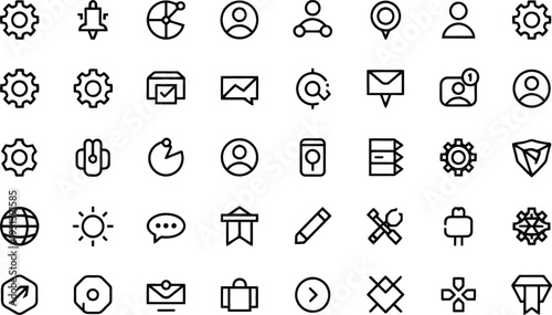 Set of 40 business and technology icons vector