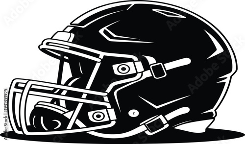 Black football helmet with face guard sports equipment