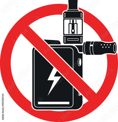 No Vaping Prohibited Sign with Electronic Cigarette Crossed Out Health Warning Vector Illustration Public Safety Symbol