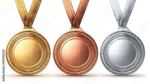 Gold Silver Bronze Winner Medals – Award, Achievement and Competition Success Concept