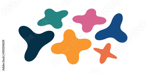 Colorful abstract shapes on white background 