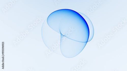 Transparent blue glass sphere formed by flowing light waves and smooth digital lines. Minimal futuristic energy orb with soft gradients and liquid motion on clean bright background.