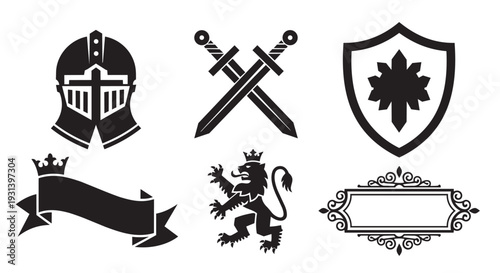 Vintage heraldic symbols and crests for luxury branding