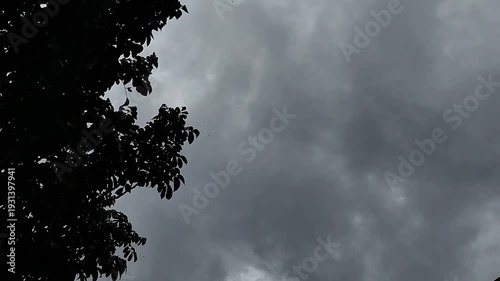 Intense dark sky filled with heavy storm clouds, capturing the moody and dramatic essence of an approaching storm.