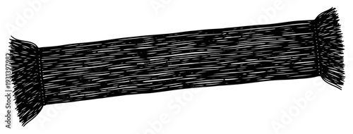 Hand drawn sketch of a sports fan scarf in black and white style