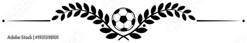 Traditional sports emblem design with a soccer ball and laurel wreath