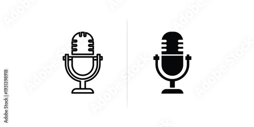 Microphone Icon Duo Audio Recording Symbol Commercial
