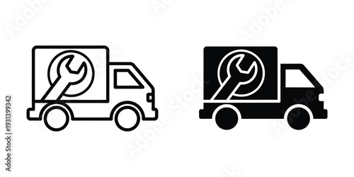 Service Truck Wrench Icon Commercial Vehicle