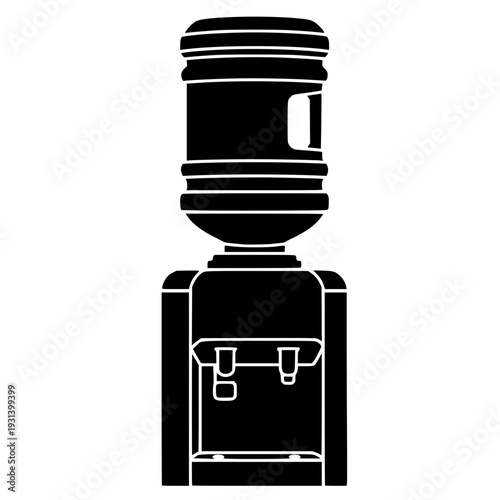 5 Gallon Water Jug on Cooler Black Silhouette