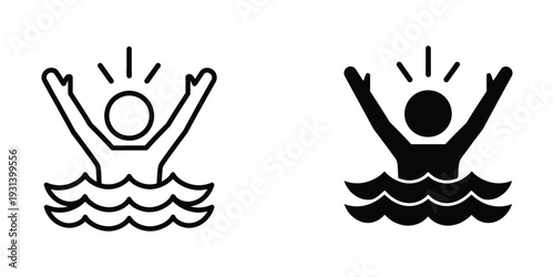 Drowning Person Icon Help Distress Situation Commercial