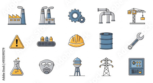Industrial Icons and Symbols Collection.