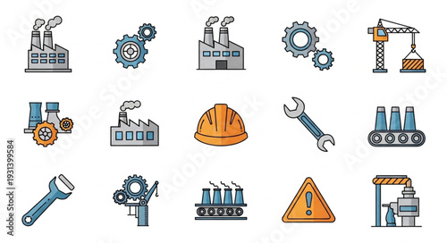 Industrial Icons and Symbols Collection.