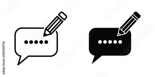 Comment Message Pencil Icon Commercial Design