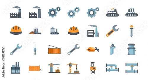 Industrial Icons and Tools Collection.