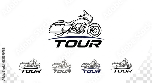 Touring Motorcycle Graphic Design Elements Set.