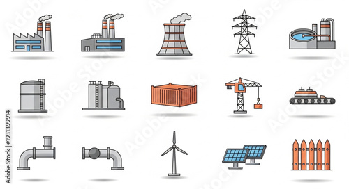 Industrial Icons Energy Production Infrastructure.