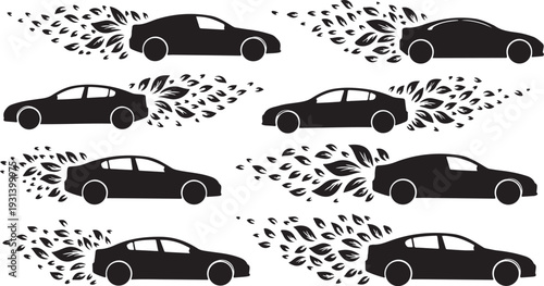 Silhouette cars speeding with motion blur effects background