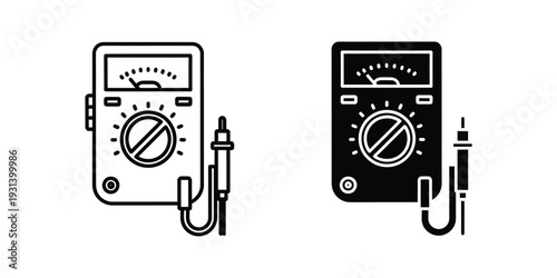 Multimeter Tool Electric Measurement Device Technical Illustration