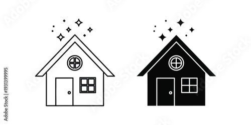 House Shine Icon Clean Home Concept