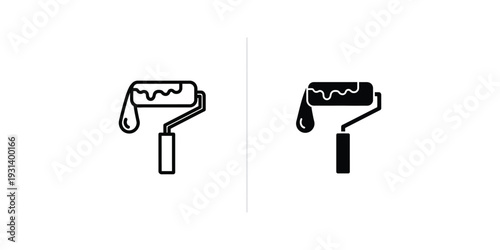 Paint Roller Dripping Liquid Application Tool Commercial Vector