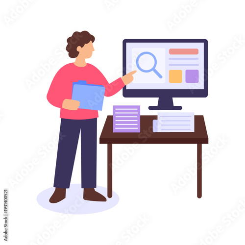 Discovery Requests, requesting evidence during litigation process, Flat vector character illustration