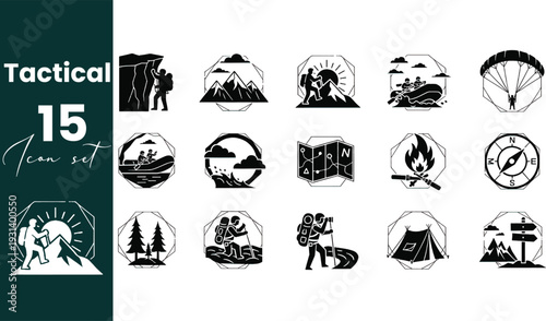 Modern Tactical Gadgets and Defense Security Equipment Icon Set