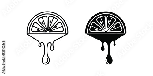 Lemon Slice Dripping Liquid Citrus Refreshment Design
