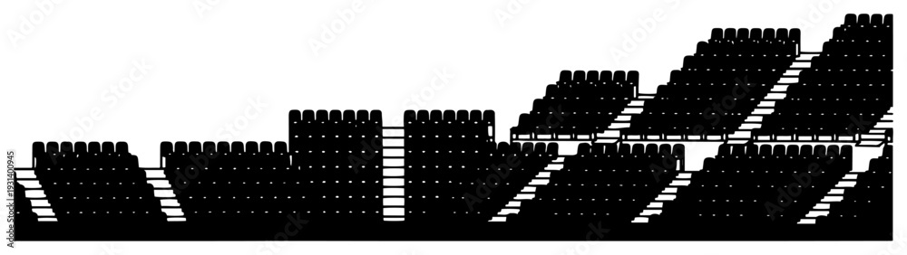 Fototapeta premium Minimalist silhouette of empty stadium seating rows in perspective