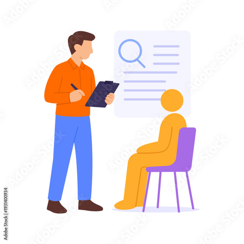 Internal Investigations, examining facts within organization legally, Flat vector character illustration