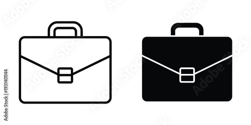 Briefcase Business Bag Icons Commercial Concept