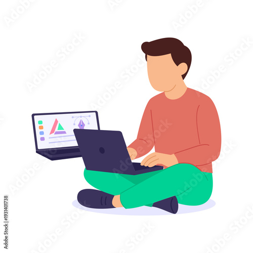 Logo Design, creating unique brand identity visuals, Flat vector character illustration