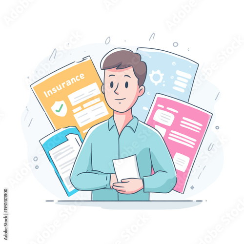Insurance Agent With Documents Offering Financial Protection