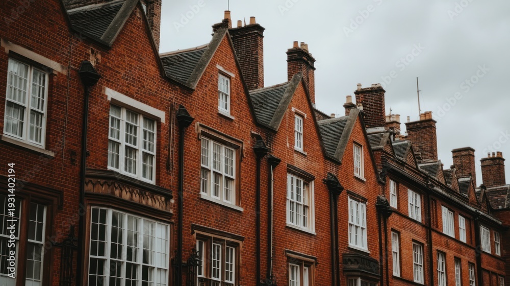 Fototapeta premium Row of historical red brick buildings