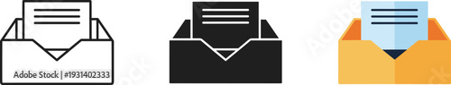 Email notification icons set with open and closed envelopes and alert