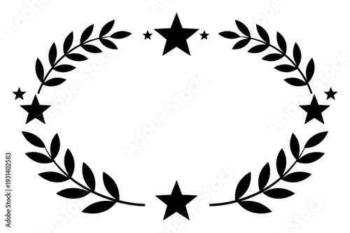 Classic laurel wreath frame with stars for victory and championship awards